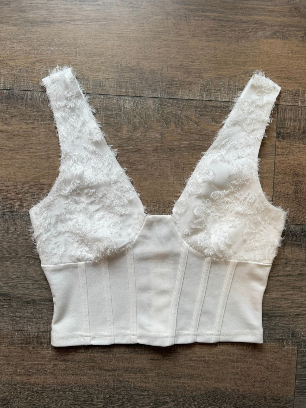 White Lace-Trim Bustier Camisole Top